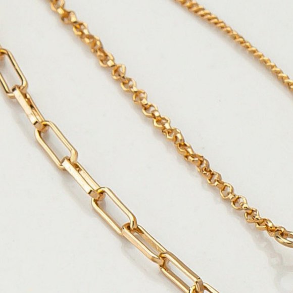 NEW 3 Layered Arrow, Faux Pearl, Rhinestone Heart Pendant Dainty Necklace Gold - Picture 7 of 8